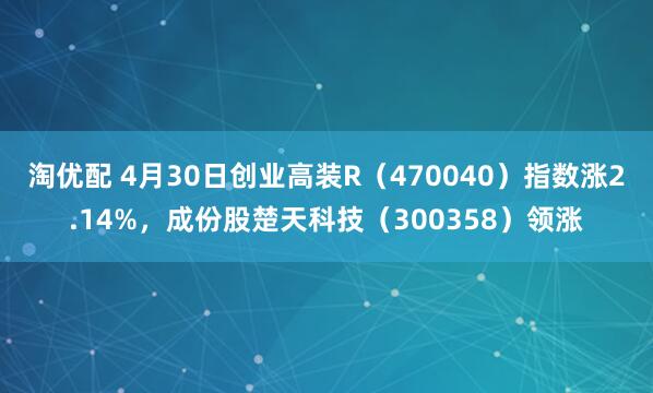 淘优配 4月30日创业高装R（470040）指数涨2.14%，成份股楚天科技（300358）领涨